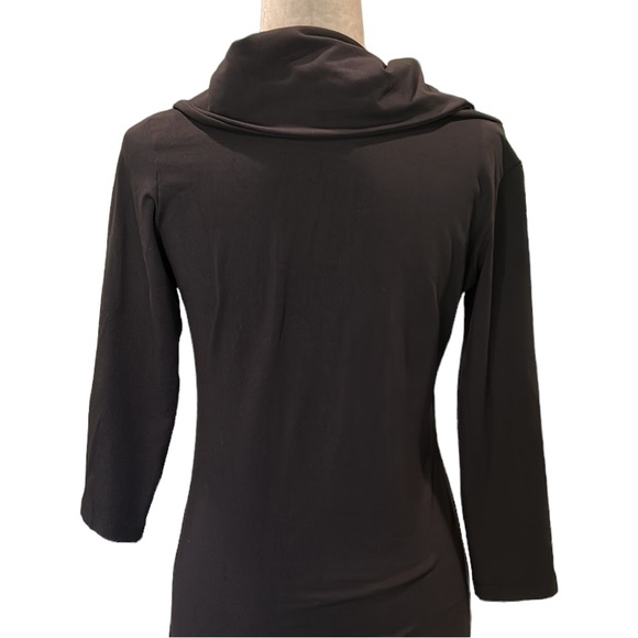 NEW Susana Monaco Black Draped Cowl Neck Knit Mini Dress - L - Picture 11 of 16